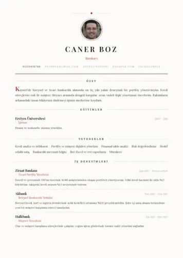Bankacı CV Örnekleri cv indir